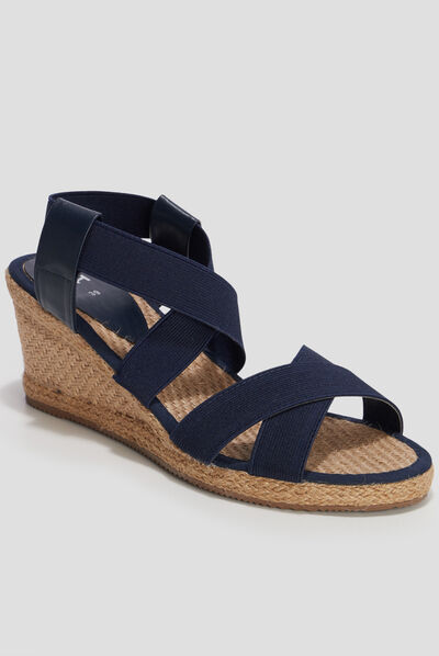 Sandales compensées bleu femme