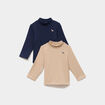 Lot 2 t-shirts col roul&eacute; boutonn&eacute; dos sable b&eacute;b&eacute; gar&ccedil;on