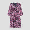 Robe évasée bas plissé manches 3/4 bleu marine femme