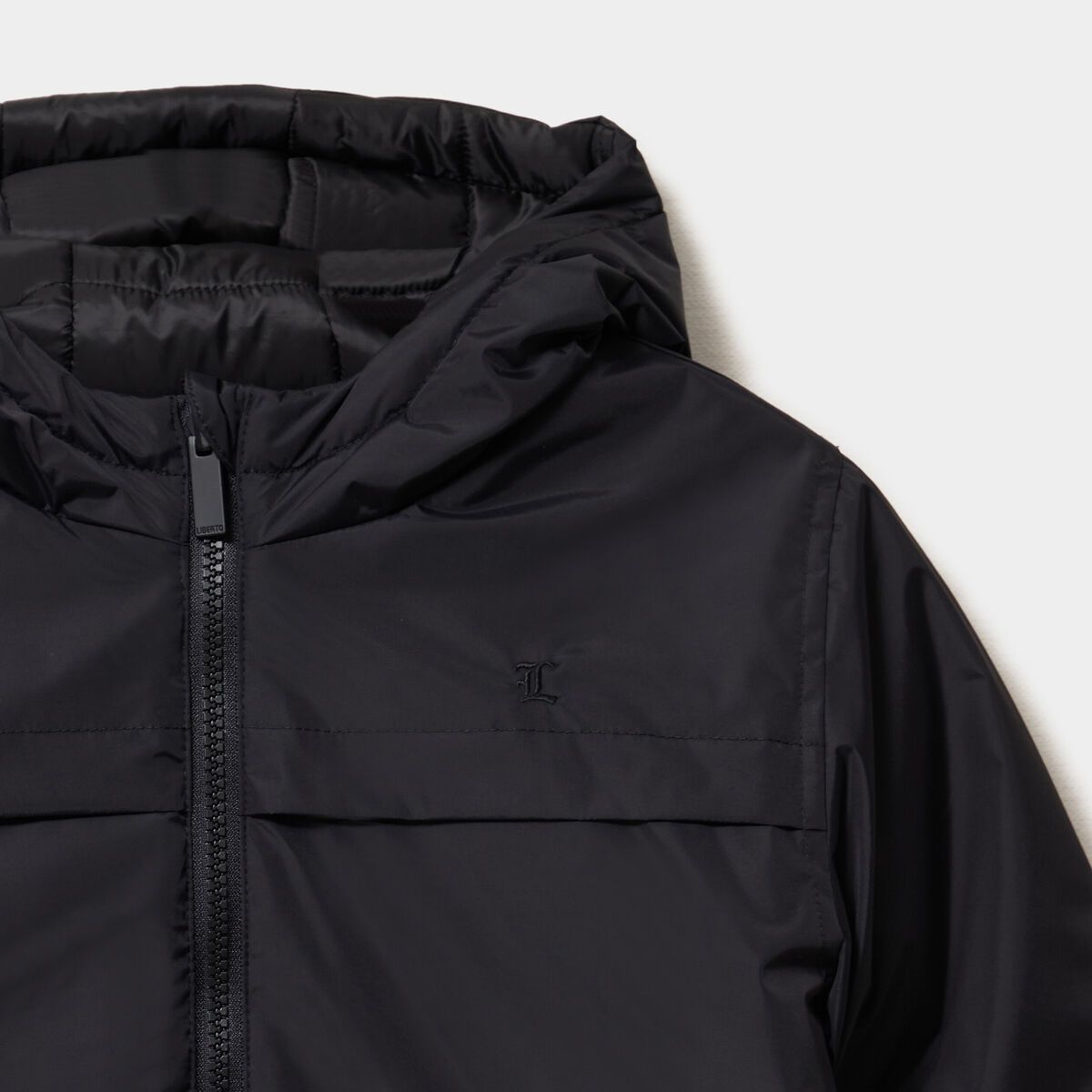 Doudoune r&eacute;versible zipp&eacute;e &agrave; capuche noir gar&ccedil;on