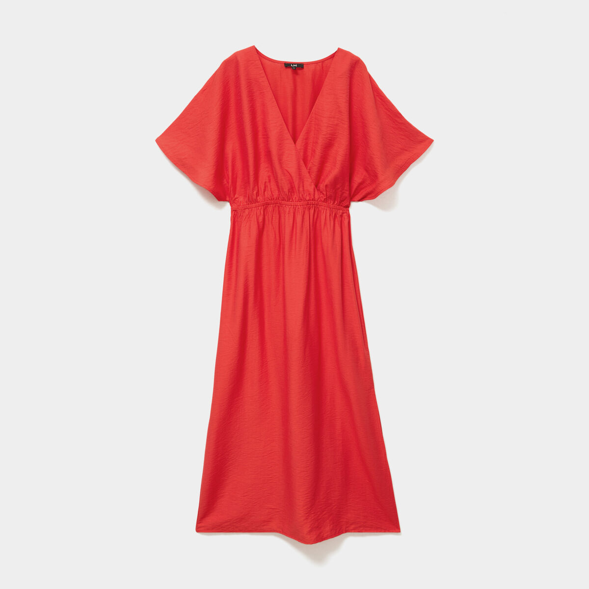 Robe longue &eacute;vas&eacute;e col cache-coeur rouge femme