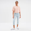 Corsaire slim en jean denim bleach femme