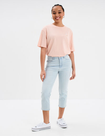Corsaire slim en jean denim bleach femme