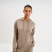 Sweat hoodie manches longues &agrave; capuche taupe femme