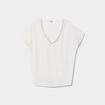 T-shirt satin col en V manches courtes blanc femme grande taille