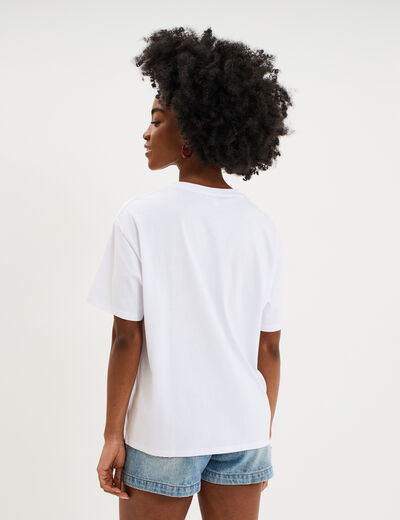 T-shirt droit manches courtes coton blanc femme