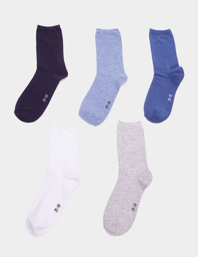 Lot 5 paires chaussettes coton bleu mixte