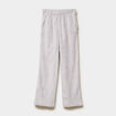 Pantalon effet polaire d&eacute;tails torsades gris clair femme