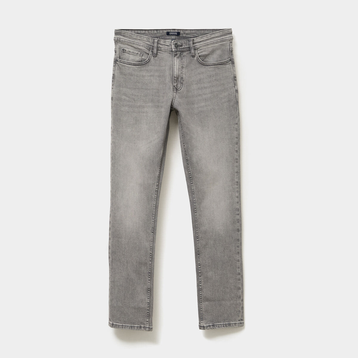 Jeans denim straight 5 poches Creeks denim gris homme