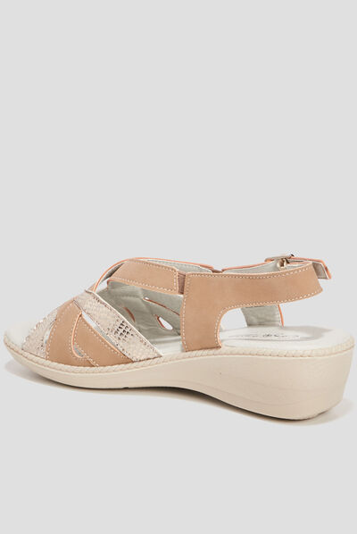 Sandales à talons compensés taupe femme