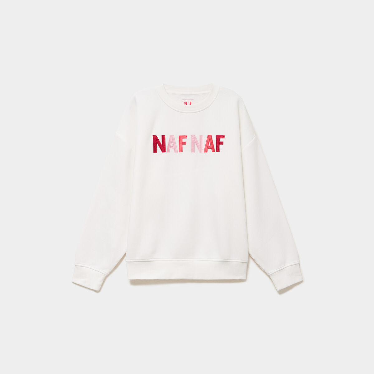 Sweat col rond logo oversize blanc femme