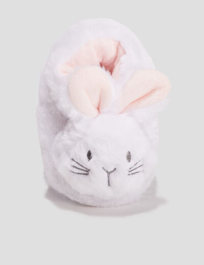 Chaussons fantaisie fourrés blanc bébé fille