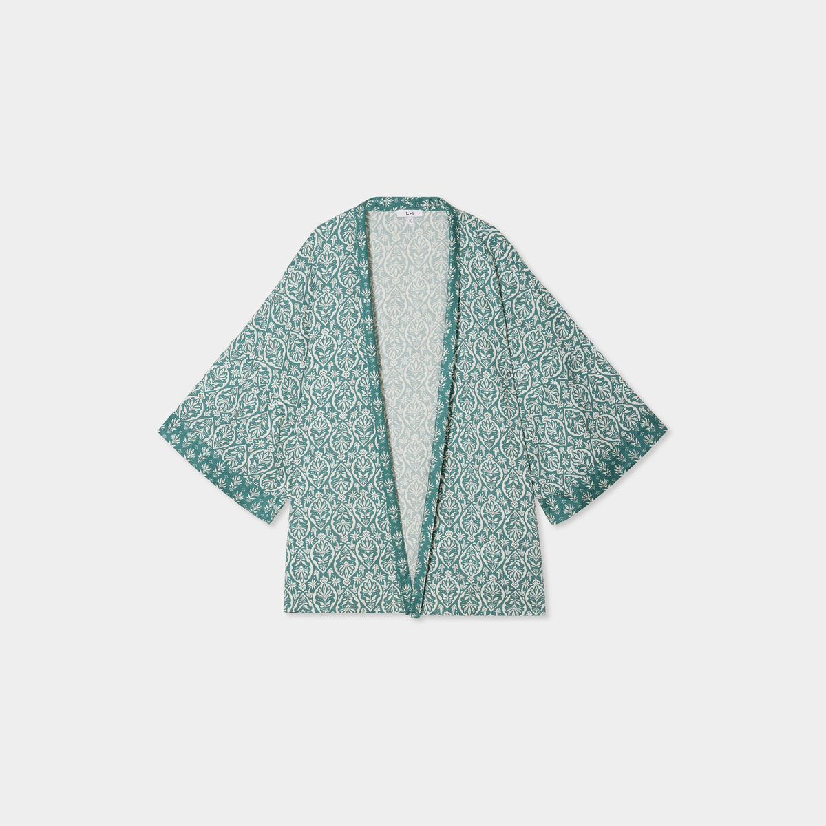 Veste kimono manches 3/4 vert turquoise femme