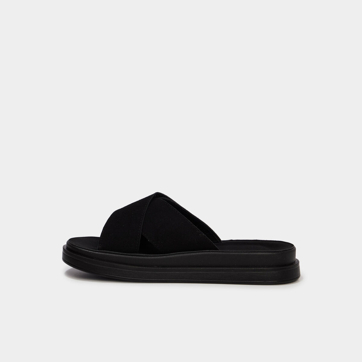 Mules &agrave; scratchs effet su&eacute;dine noir femme