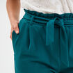 Pantalon city paperbag ceinturé 7/8ème vert foncé femme