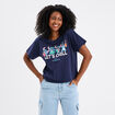 T-shirt manches courtes coton Stitch bleu marine femme