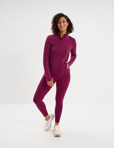 Veste de sport ajust&eacute;e avec fermeture violet fonc&eacute; femme