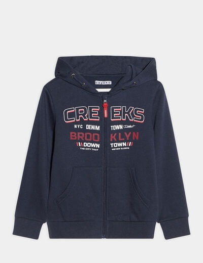 Sweat zippé à capuche Creeks bleu marine garçon