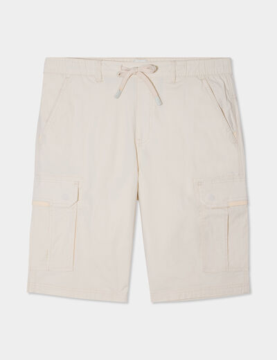 Bermuda cargo droit coton majoritaire beige homme