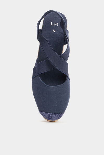 Sandales espadrilles compensées bleu femme