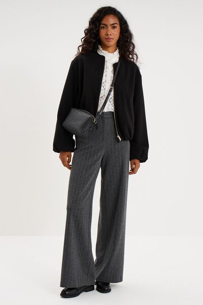 Pantalon large taille haute milano gris femme