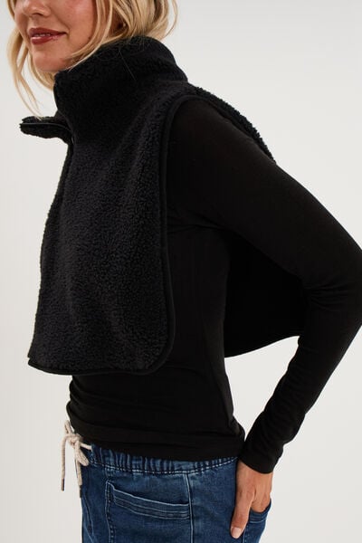 Col camionneur effet polaire noir femme