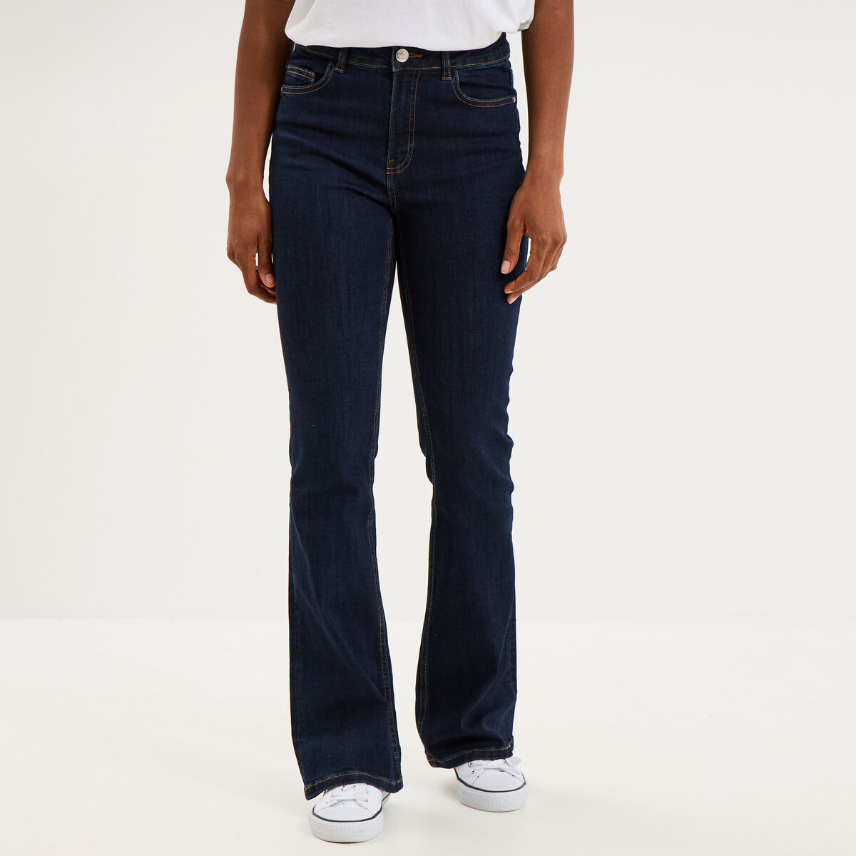 Jeans flare 5 poches denim brut femme