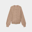 Gilet cardigan col rond boutonn&eacute; beige femme