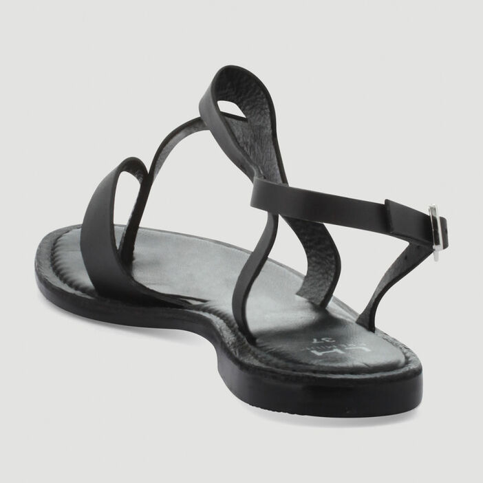 Sandales entredoigt unies en cuir femme noir
