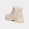 Boots fourr&eacute;es et crant&eacute;es &agrave; lacets creme fille