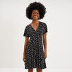 Robe fluide en maille longueur genou noir femme