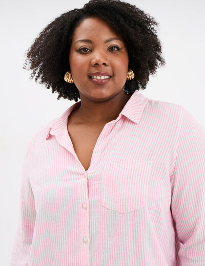 Chemise oversize lin mélangé rose femme grande taille