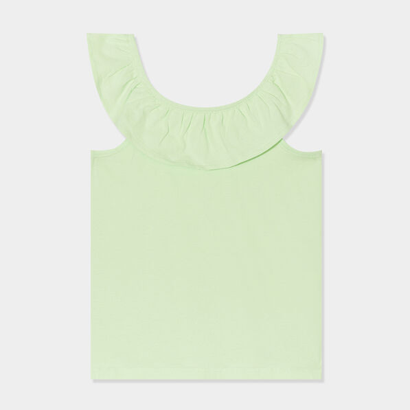 debardeur a volants en coton vert clair fille Débardeur à volants en coton vert clair fille