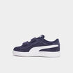 Tennis basses à scratchs en cuir Puma bleu marine garçon