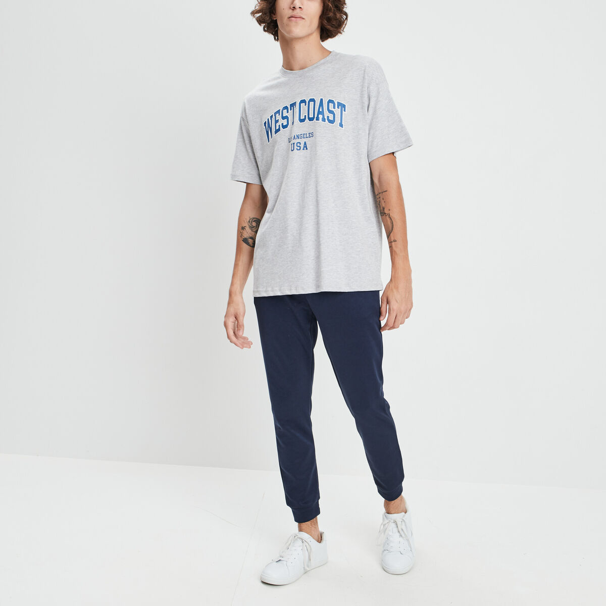 Jogging ajusté à coulisse bleu marine homme