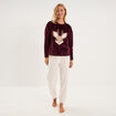 Ensemble pyjama pantalon polaire prune femme