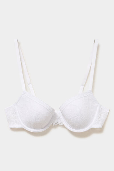 Soutien-gorge corbeille padd&eacute; dentelle blanc femme