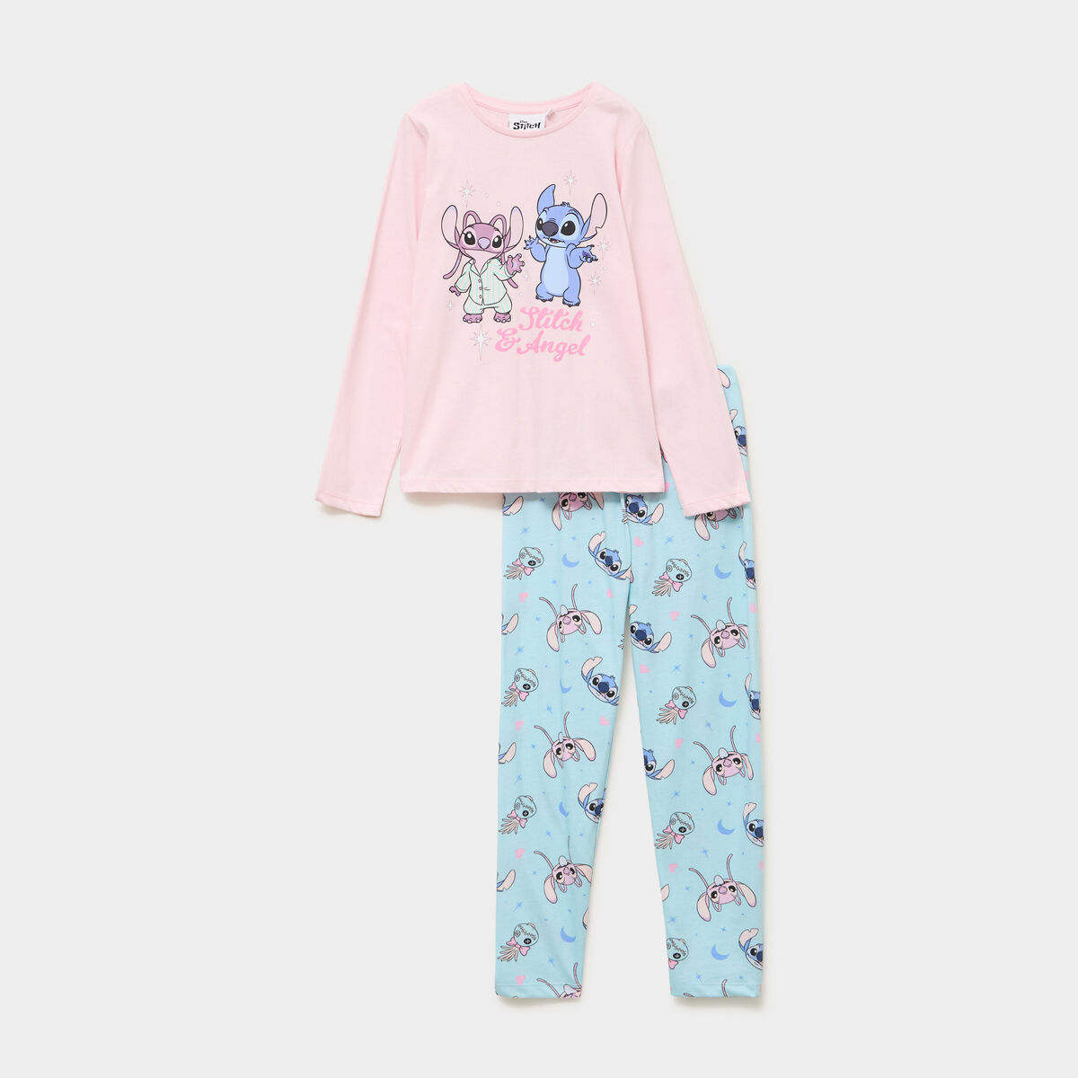 Ensemble pyjama 2 pièces coton Stitch rose fille