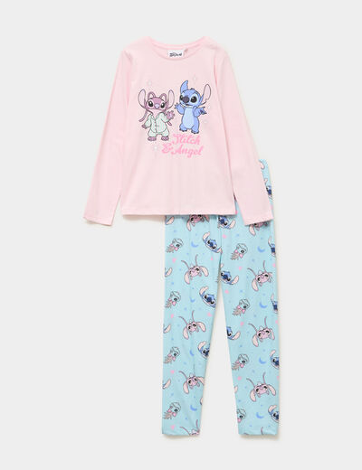 Ensemble pyjama 2 pièces coton Stitch rose fille
