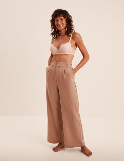 Soutien-gorge corbeille paddé dentelle rose clair femme