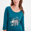 Ensemble pyjama corsaire 2 pièces coton bleu canard femme