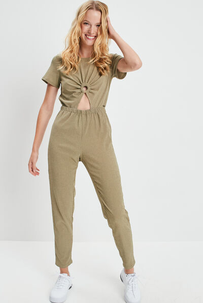 Combinaison pantalon fluide Creeks vert kaki femme