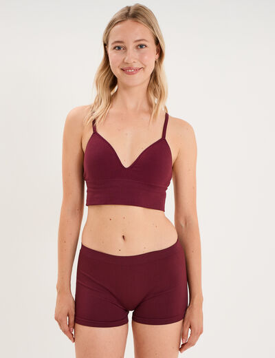 Brassi&egrave;re c&ocirc;tel&eacute;e padd&eacute;e sans armature prune femme