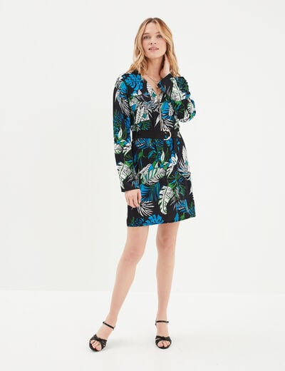 Robe droite ceinturée noir femme