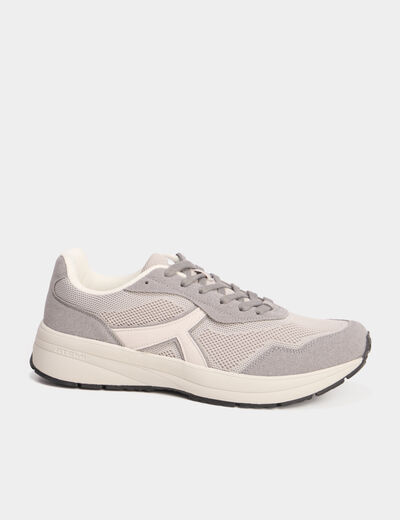 Baskets running de sport &agrave; lacets gris homme