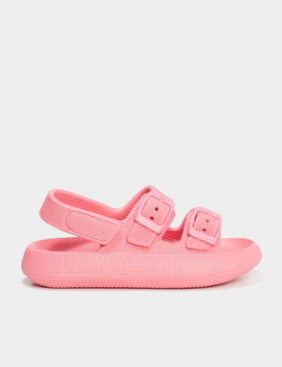 Mules de plage avec boucles rose fille