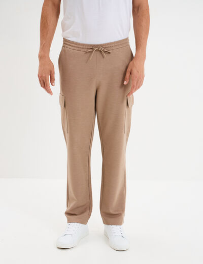 Pantalon cargo taille &eacute;lastiqu&eacute;e taupe homme