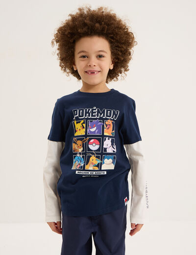 T-shirt manches longues coton Pokémon bleu marine garçon