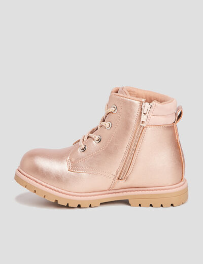 Bottines irisées à lacets rose champagne fille
