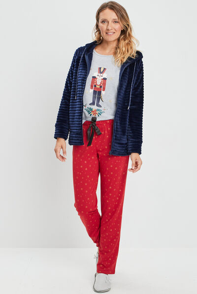 Ensemble pyjama 2 pièces gris clair femme